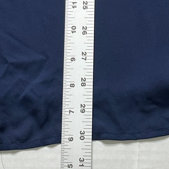 Catherines 2X Top V Neck Pleat Front Sleeveless Sheer Lightweight Navy - Picture 7 of 8